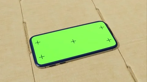 Digital Smartphone with blank green screen. Stock Footage 145147024