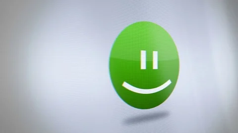 Digital Smiley Avatar on Phone Screen close up Stock Footage 70880032