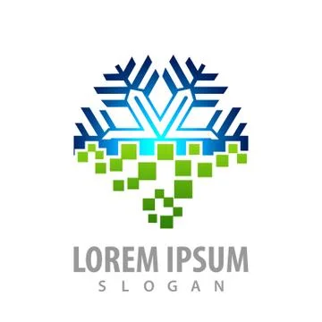 Digital snowflake logo concept design. Symbol graphic template element vector Stock Illustration