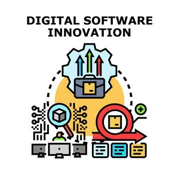 Digital software innovation developing business solutions Stockillustratie