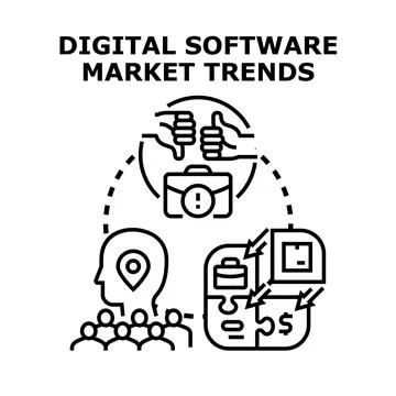 Digital software market trends analysis and evaluation Stockillustratie
