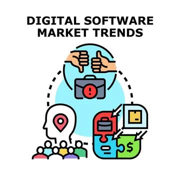Digital software market trends analysis and evaluation Ilustração Stock