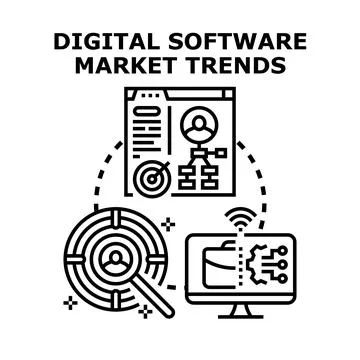 Digital software market trends developing future business solutions Stock Illustration