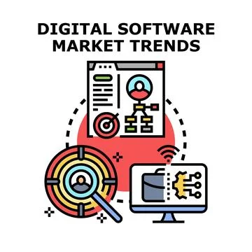 Digital software market trends developing future business solutions Ilustración de archivo