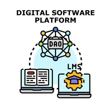 Digital software platform connecting distributed autonomous organization an.. Stock Illustration