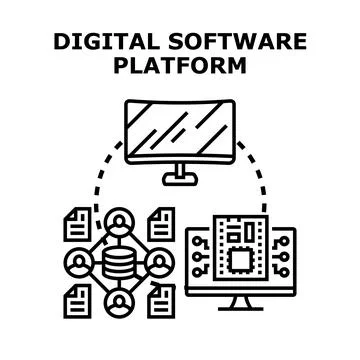 Digital software platform connecting users, data and technology Stock Illustration