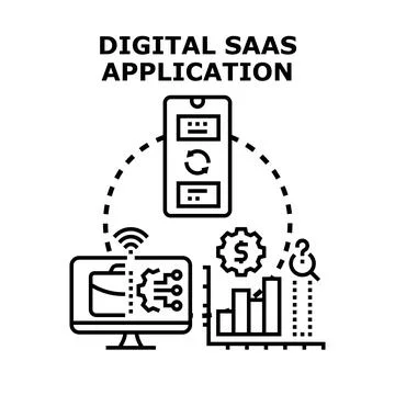 Digital software as a service application concept Stock Illustration