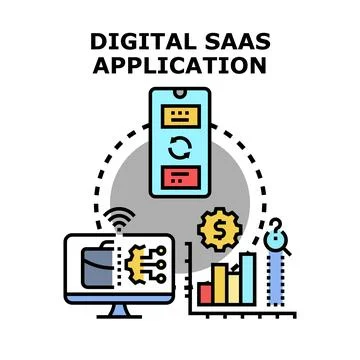 Digital software as a service application concept Stock Illustration