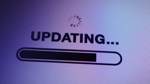 Digital Software Update Progress Bar on Computer Monitor Screen Stock Footage 321664234