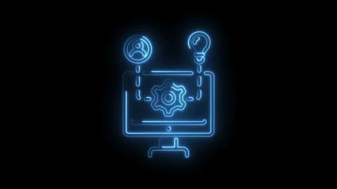 Digital solutions and innovative technology displayed through neon glowing .. Stock Footage 345983333