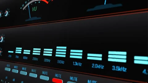 Digital sound mixer and equalizer in close-up. Stock Footage 296130919