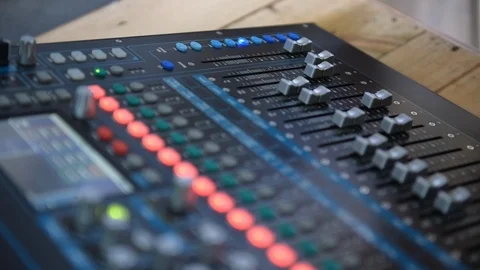 Digital Sound Mixer Manually tuning. Stock Footage 97545340