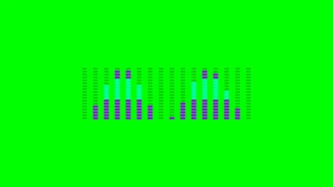 Digital sound wave equalizer bars displayed against a bright green screen Stock Footage 340904834