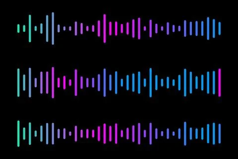 Digital sound wave equalizer, simple audio sound waves effect. Stock Illustration