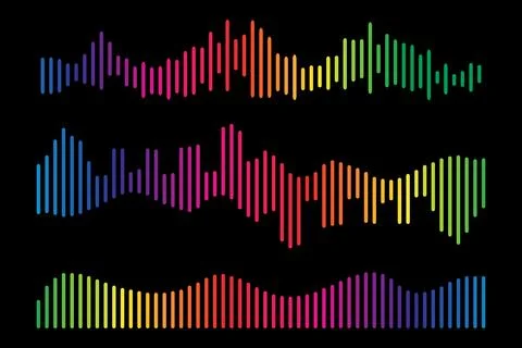 Digital sound wave equalizer, simple audio sound waves effect. Stock Illustration