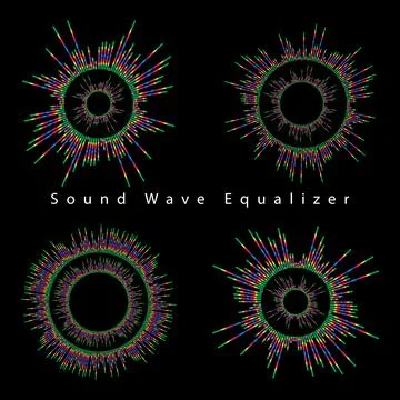 Digital sound wave equalizer, simple audio sound waves effect. Stock Illustration