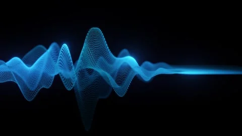 Digital Sound Wave Particle Technology Abstract Background Blue Glowing 3D Stock Footage 335642802