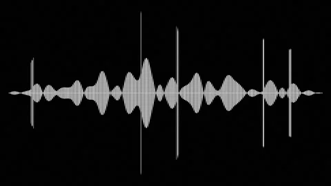 Digital sound wave patterns pulse in bright white against a dark void conve.. Stock Footage 340913475