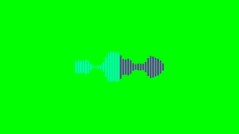 Digital sound wave visualization with blue and purple vertical bars on green Stock-Footage 340266615