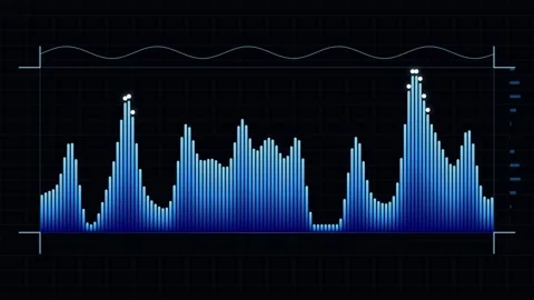 Digital Sound Waveform Audio Visualizer Blue Bars on Dark Background Stock Footage 347560180