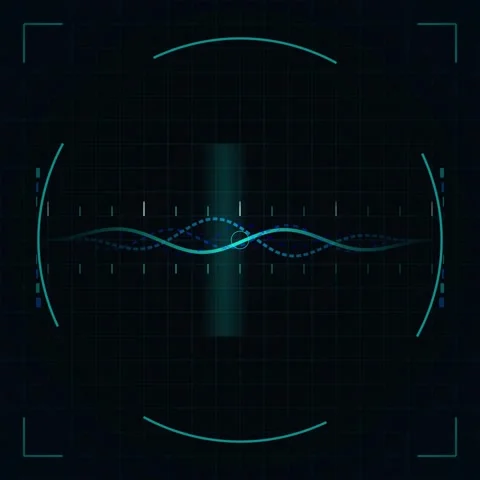 Digital Sound Waveform Visualization HUD Display - Futuristic Audio Analysis Video stock 346283803