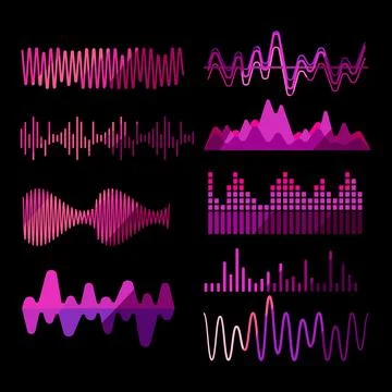 Digital sound waveforms and audio equalizer visualization Stock Illustration