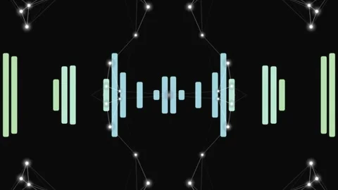Digital Sound Waveforms with Network Connections. Stock Footage 329470580