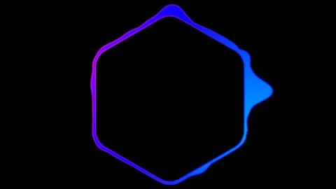 Digital sound waves in hexagonal shape on black background. Stock Illustration