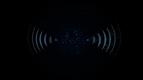 Digital sound waves radiating outward from central pulsating particles abst.. Stock Footage 343154824
