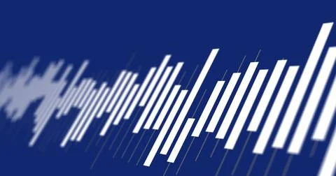 Digital soundwave pattern with white bars on blue background, showing technology Stock Photos