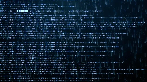 Digital Source Code Scrolling Animation. Cybersecurity and Hacker Terminal Loop. Stock Footage 320529893