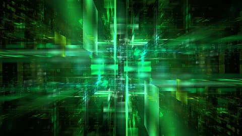 Digital space abstract glowing background. Digital technologies, data transmi Stock Illustration