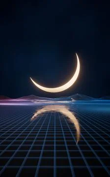 Digital space and moonlight, 3d rendering. イラスト素材