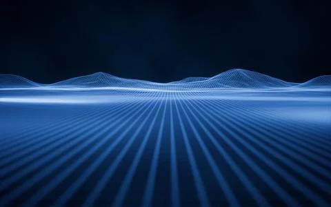 Digital space with glowing lines, 3d rendering. Stockillustratie