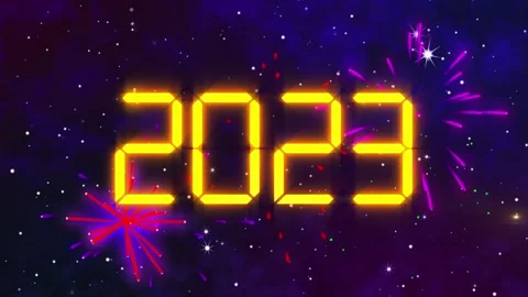 Digital Space Happy New Year Flares 2023 Stock Footage 222741821