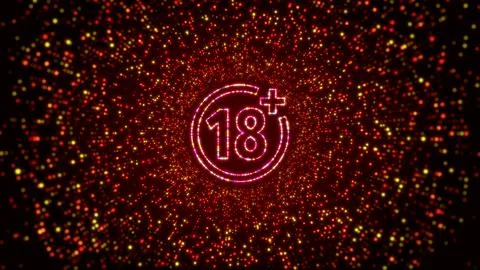 Digital Space Shiny Red 18 Plus Age Restriction Symbol Border Glitter Sparkle  Stock Illustration