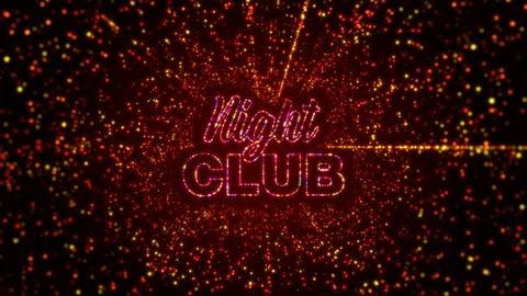 Digital Space Shiny Red Night Club Lettering Border Glitter Sparkle Dots Lines Stock Illustration