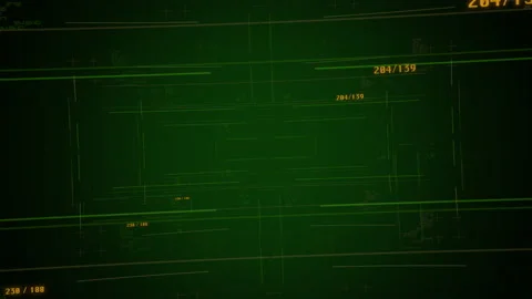 Digital spaceship screen with HUD elements and numbers Stock Footage 233396260