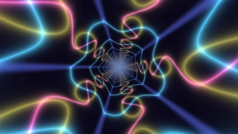 Digital Spacetime Tunnel Background Seamless Loop Stock Footage 342371305