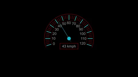 Digital speedometer animation with a needle. Colorful digital dashboard on .. Stock Footage 331811718