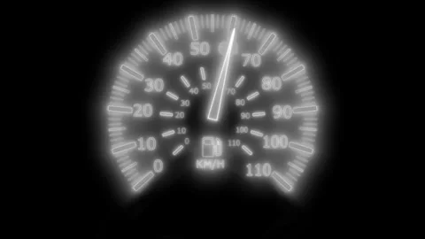 Digital Speedometer Animation, Neon Glowing Performance Display Stock Footage 313758260