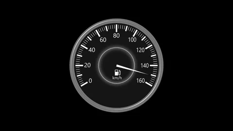 Digital Speedometer Displaying 140 km/h Animated, Animated Speedometer Dial.. Stock Footage 311719506
