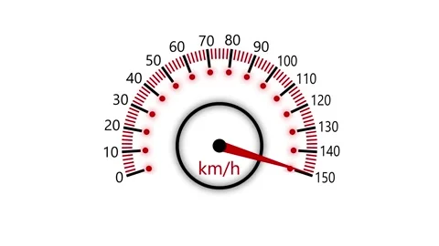 Digital Speedometer Displaying 150 km/h, Realistic Car Speedometer Animatio.. Stock Footage 311718760