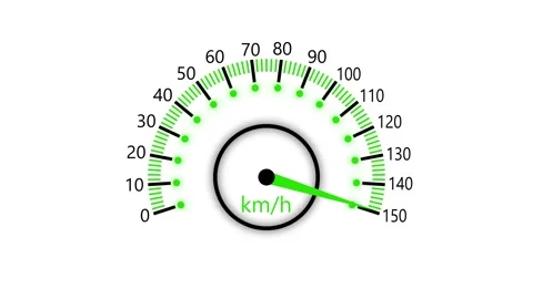 Digital Speedometer Displaying 150 km/h, Realistic Car Speedometer Animatio.. Stock Footage 311718794