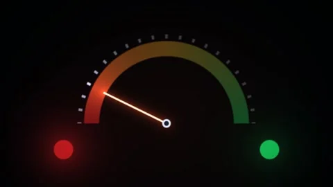Digital speedometer displaying green and red indicators Stock Footage 340304047