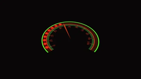 Digital speedometer gauge animation with red green lights meter dial progre.. Video stock 321587067