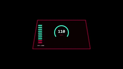 Digital speedometer HUD interface animation stock footage Stock Footage 346713211
