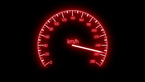 Digital Speedometer with Neon Glow Animation, High-Tech Speed Display Animati Stock Footage 315036232