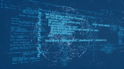 Digital sphere and program codes Stock Footage 107703665