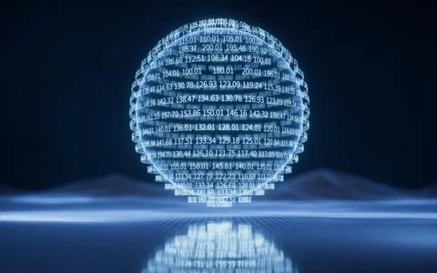Digital sphere with blue technology structure, 3d rendering. Stock-Illustration